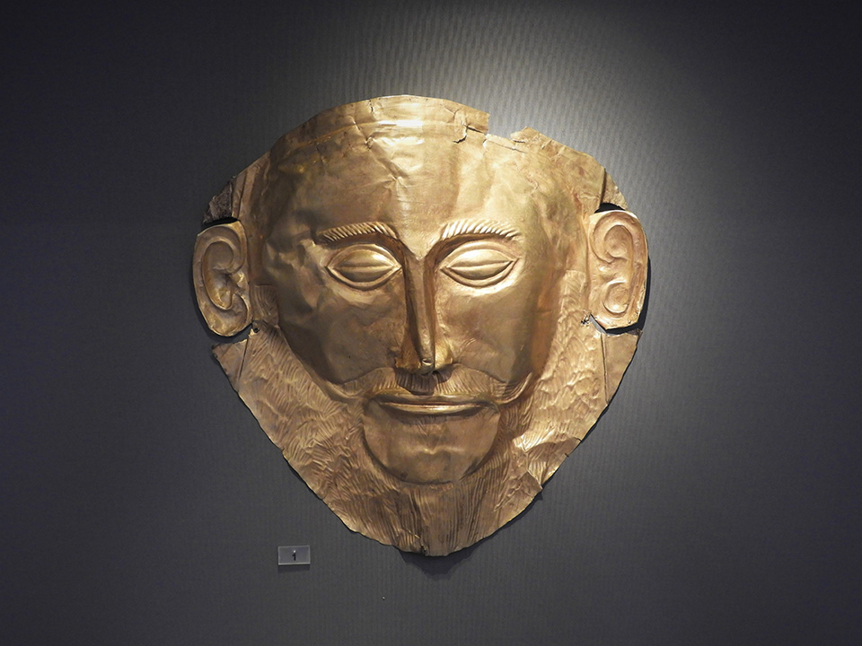 1073 - Maschera di Agamennone in oro nel Museo Archeologico Nazionale di Atene- Grecia 