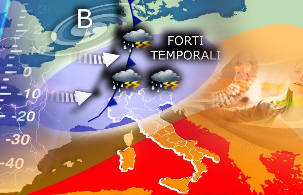 TEMPORALI AL NORD, <br> POI MENO CALDO