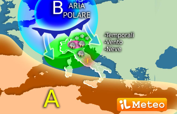 TORNA IL MALTEMPO <Br> PIOGGIA E NEVE AL NORD